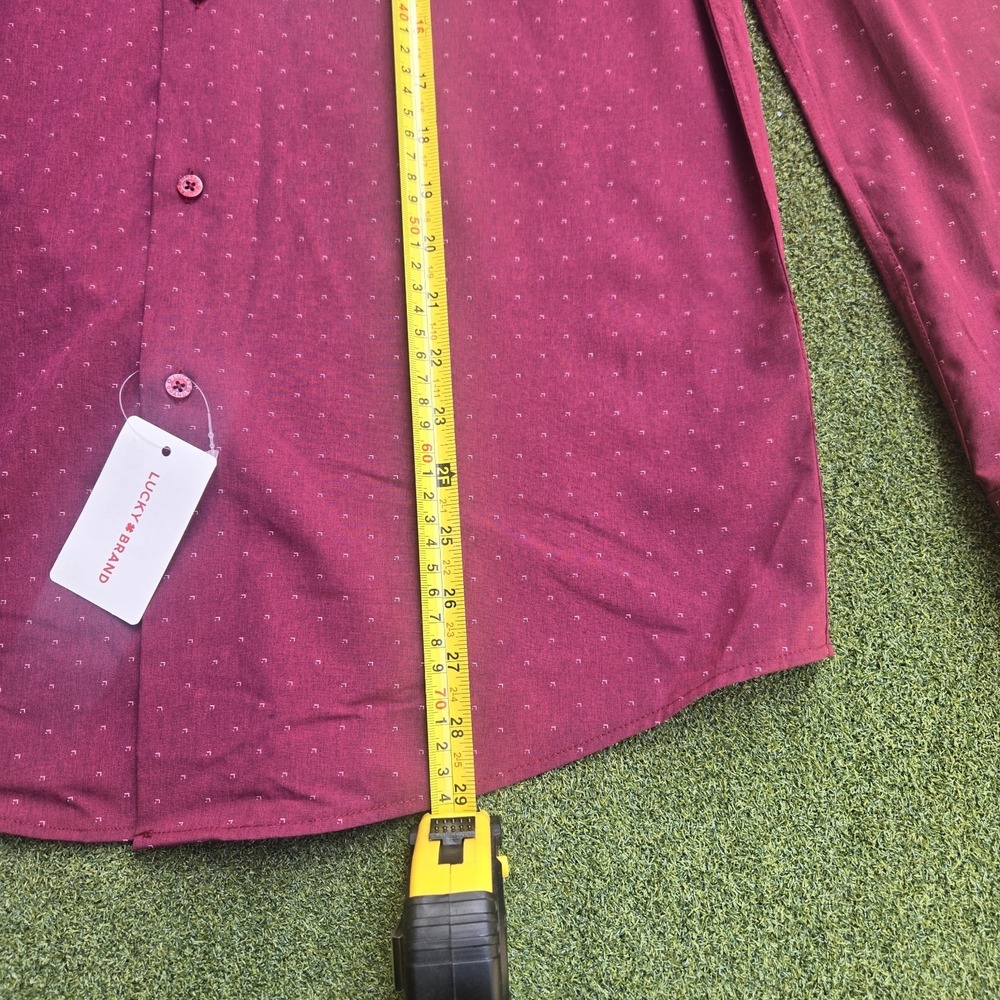 Lucky Brand Shirt Men's Medium Burgundy 4 Ways Stretch Long Sleeve Botton Up - Picture 9 of 13